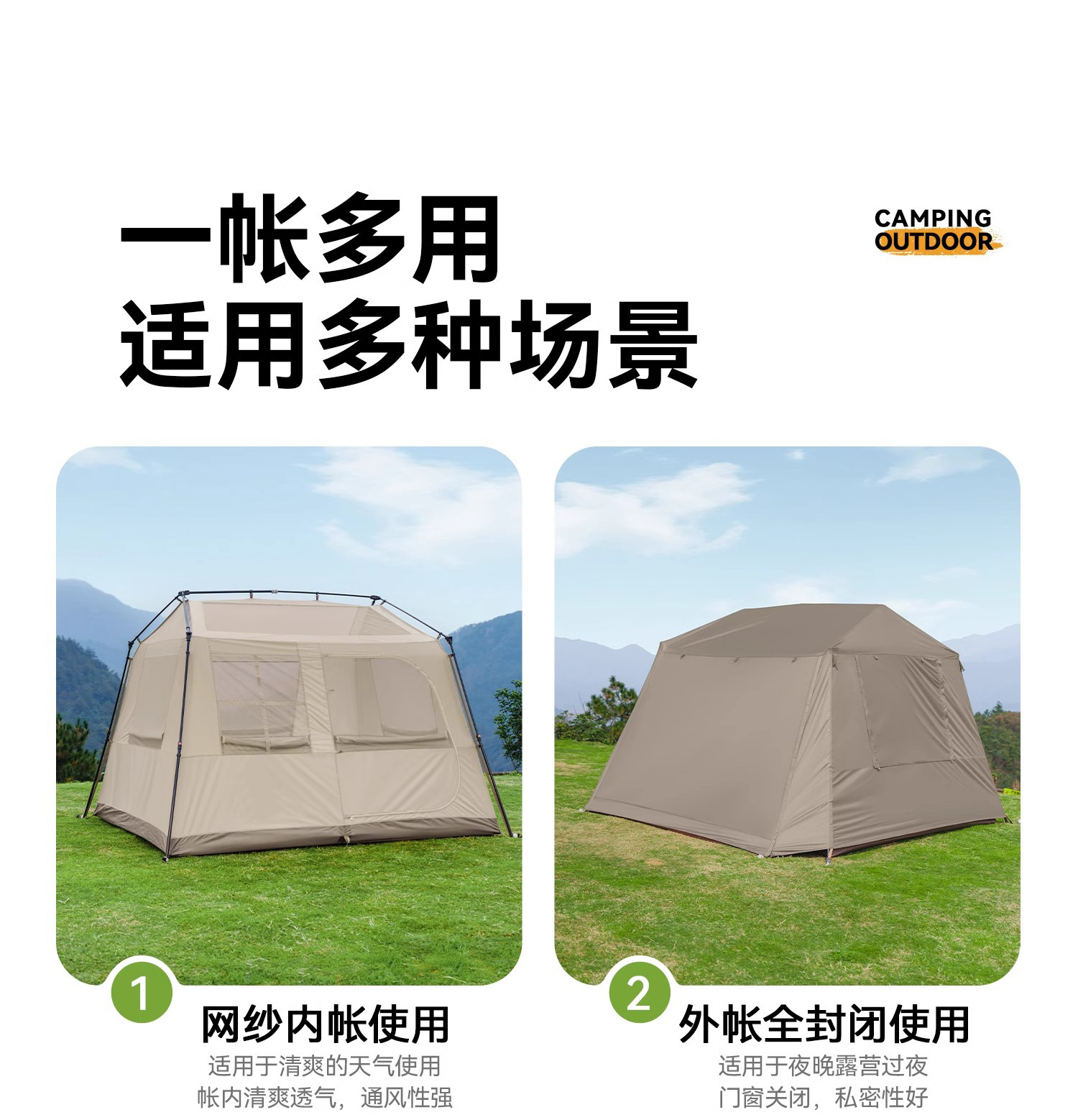屋脊6.0帐篷户外全自动加厚黑胶防晒防雨速开露营小屋野营屋脊