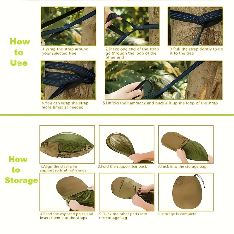 四合一露营吊床(含蚊帐与遮阳篷)——耐用易搭,适用于徒步、远足、海滩及花园场景