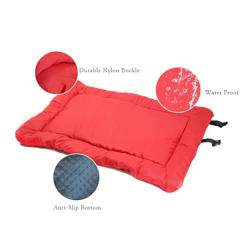 高品质防潮厚便携式露营狗床,适合中型/大型/小型犬 - 耐用聚酯户外垫带手柄,可折叠设计,适合旅行、家庭和露营旅行、露营床