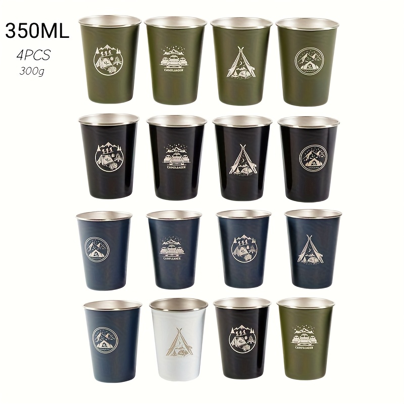 4件户外304不锈钢杯 野营杯子 酒杯 咖啡杯 露营水杯 烧烤 啤酒杯,Gift for Camping