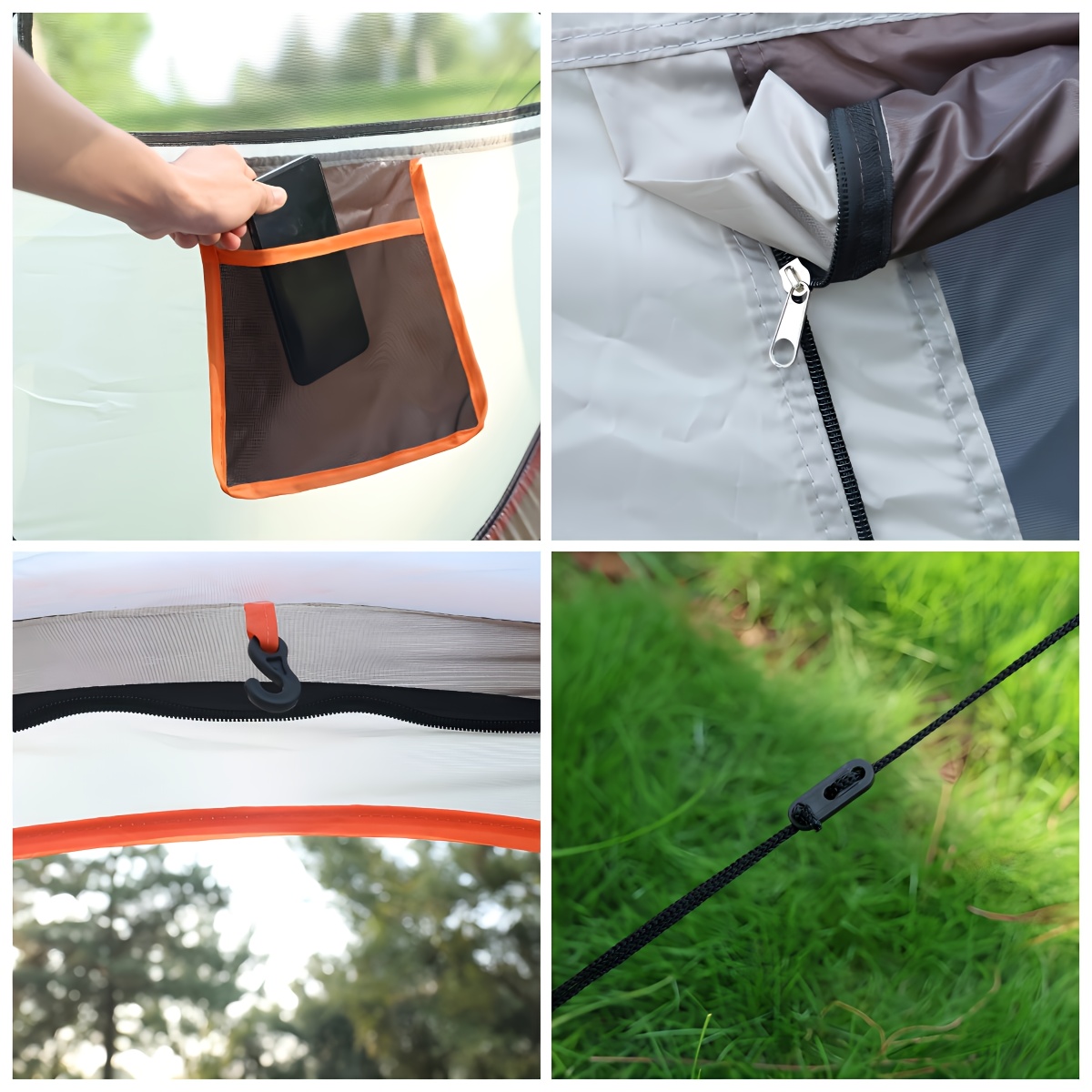Fully automatic quick-open small tent family pop-up camping outdoor tent Material: Fabric: 190T polyester velvet Pu2000Mm Base fabric: 210D Oxford cloth Pu2000Mm Frame: fiberglass pole 4.5Mm Ground nails: 3.0Mm 8 pcs (1.18*7.09 inches) Windproof rope: 4 pcs (1