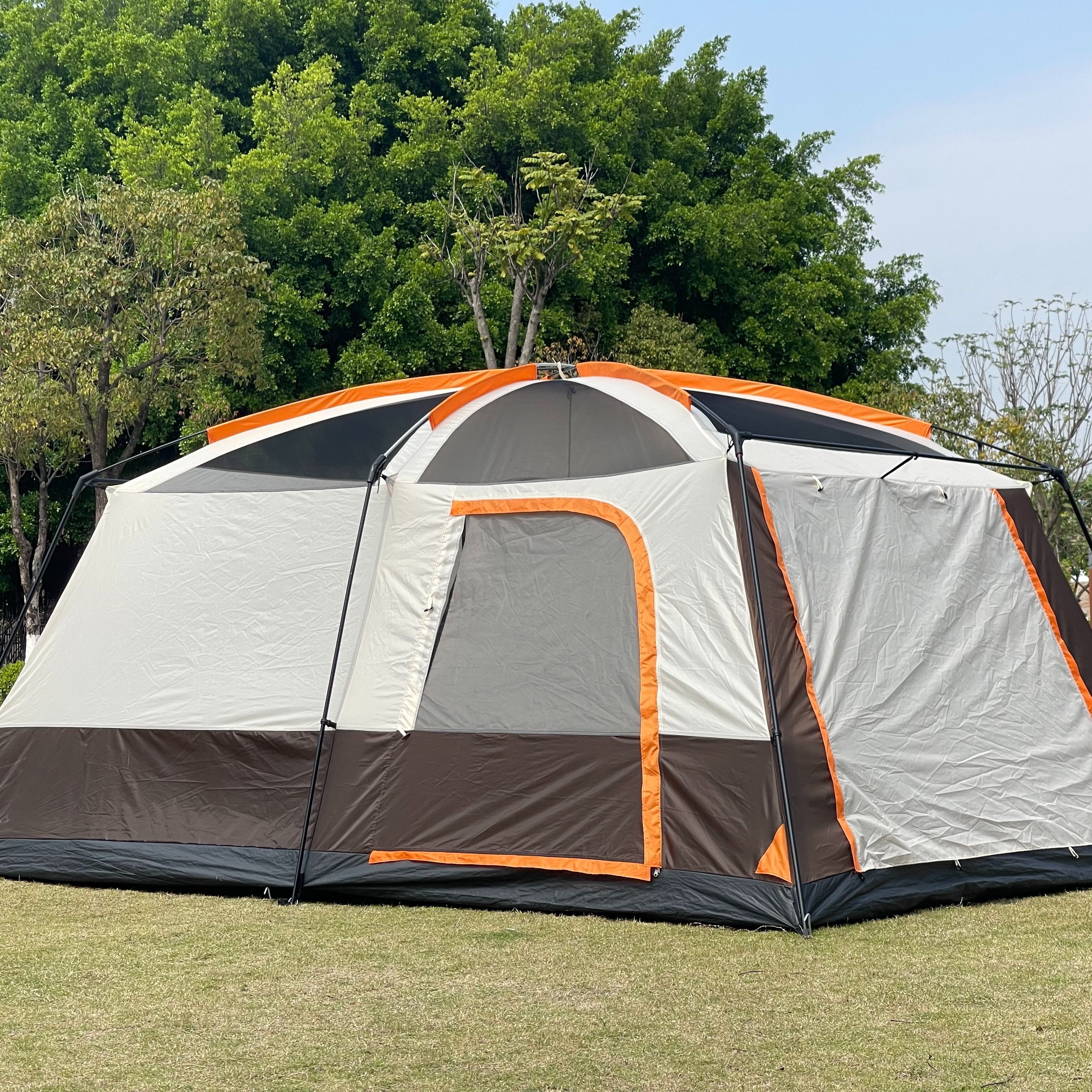 Outdoor two-bedroom and one-living camping tent