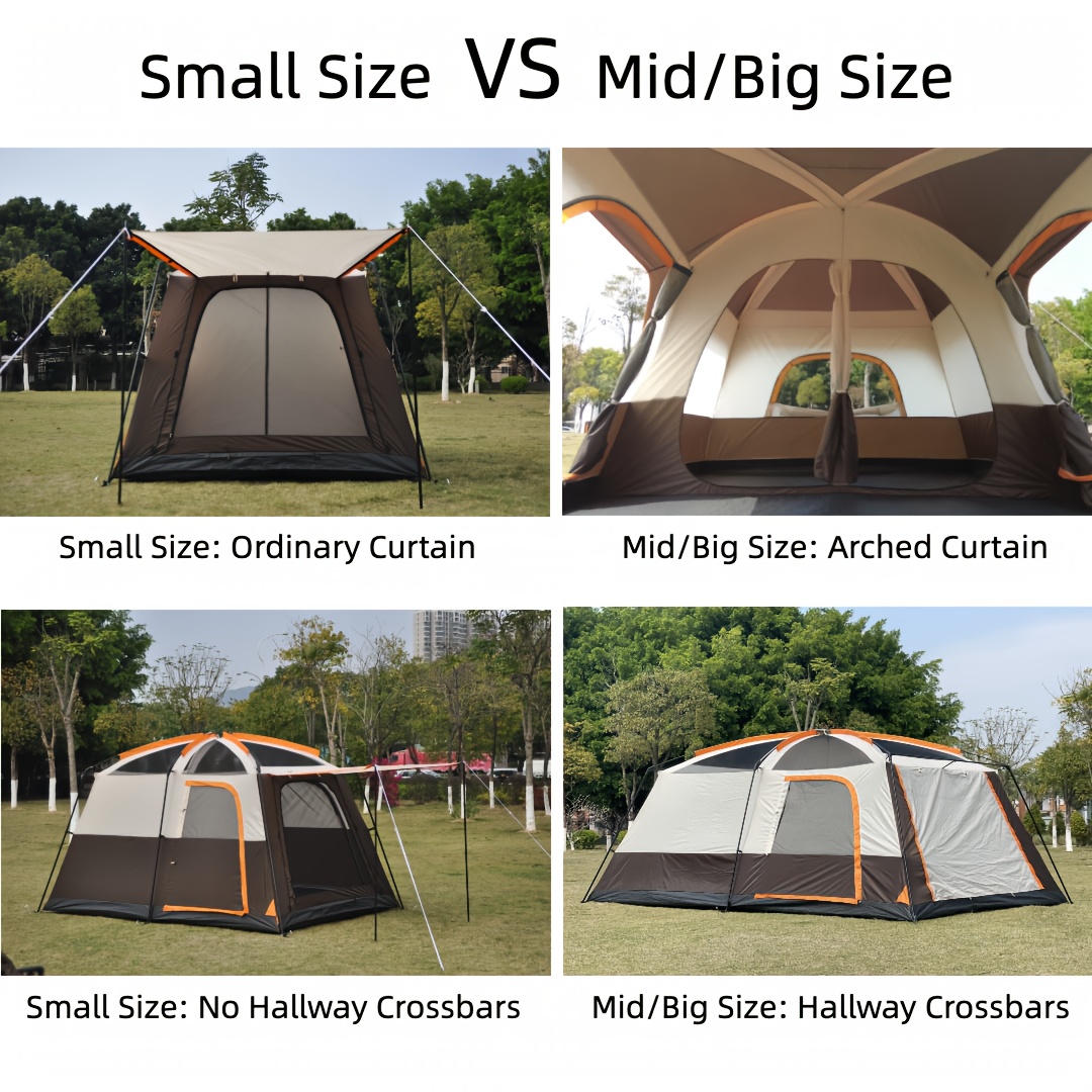 Outdoor two-bedroom and one-living camping tent