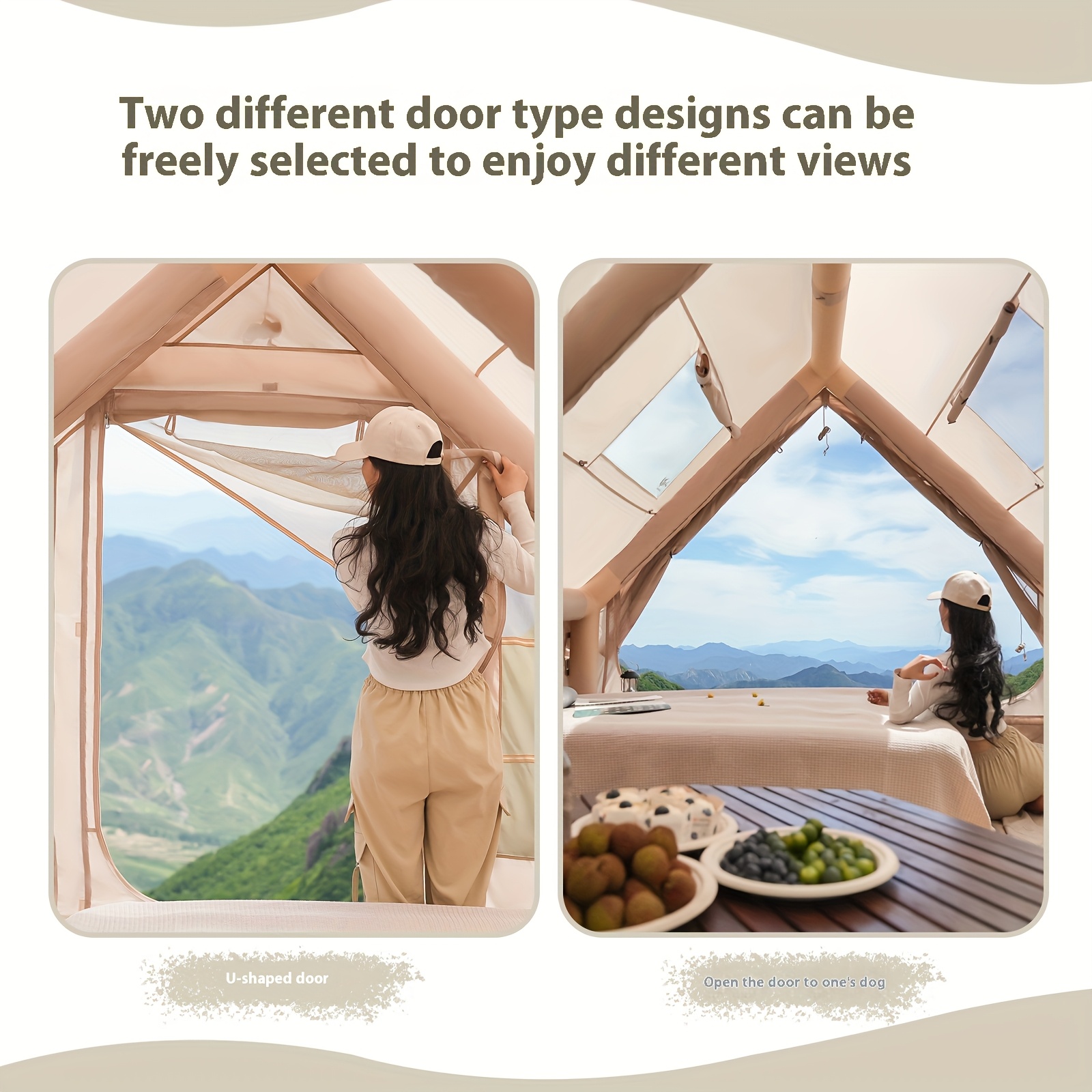 Inflatable camping tent is suitable for 4-8 people outdoor portable tent with windows, self-standing air tent for all seasons, inflatable tent, the tent is equipped with a simple and portable storage bag
