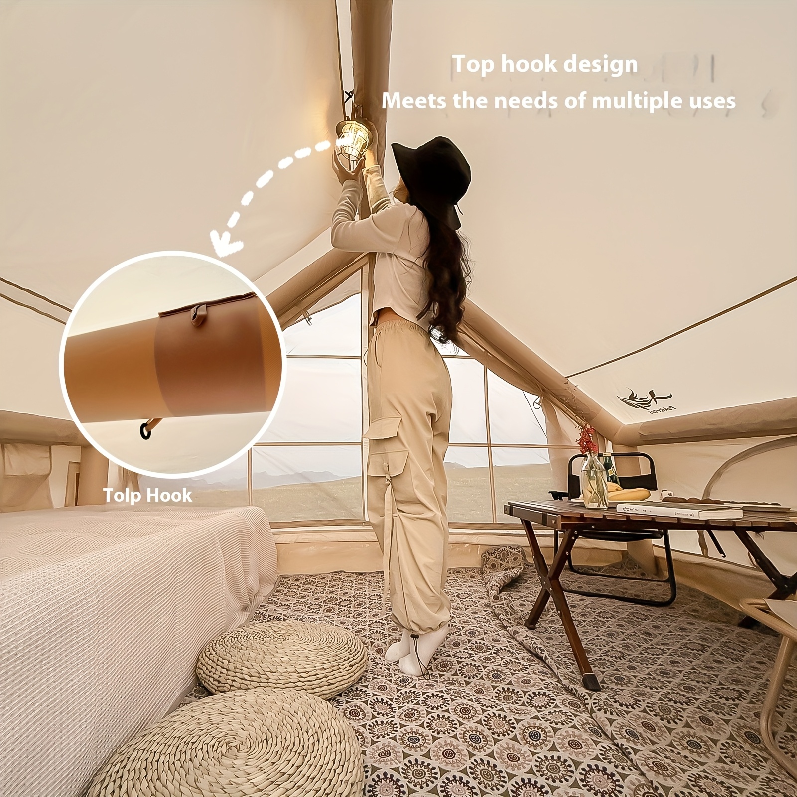 Inflatable camping tent is suitable for 4-8 people outdoor portable tent with windows, self-standing air tent for all seasons, inflatable tent, the tent is equipped with a simple and portable storage bag