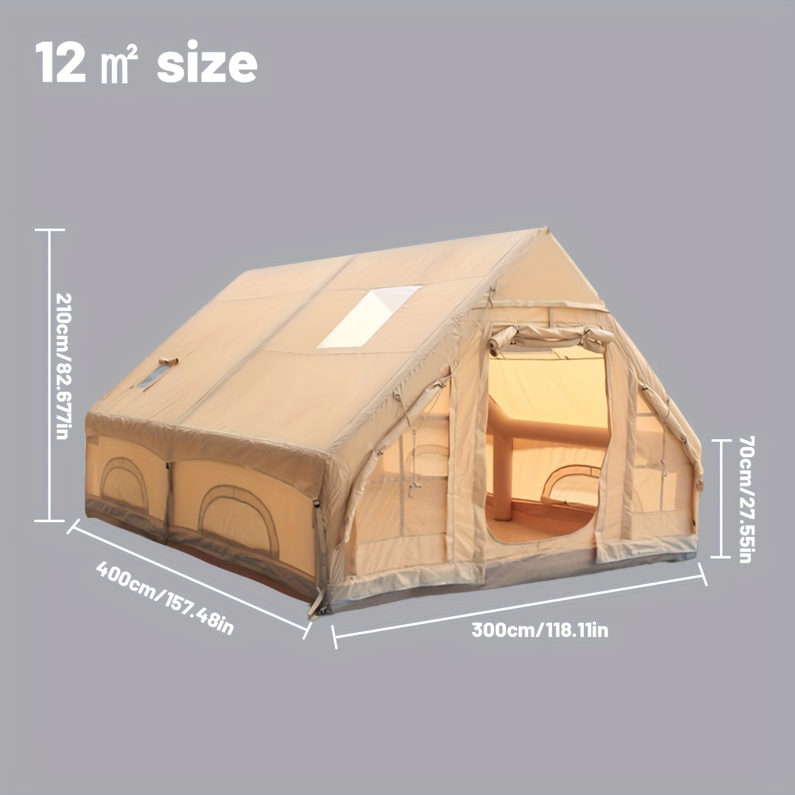 Inflatable camping tent is suitable for 4-8 people outdoor portable tent with windows, self-standing air tent for all seasons, inflatable tent, the tent is equipped with a simple and portable storage bag