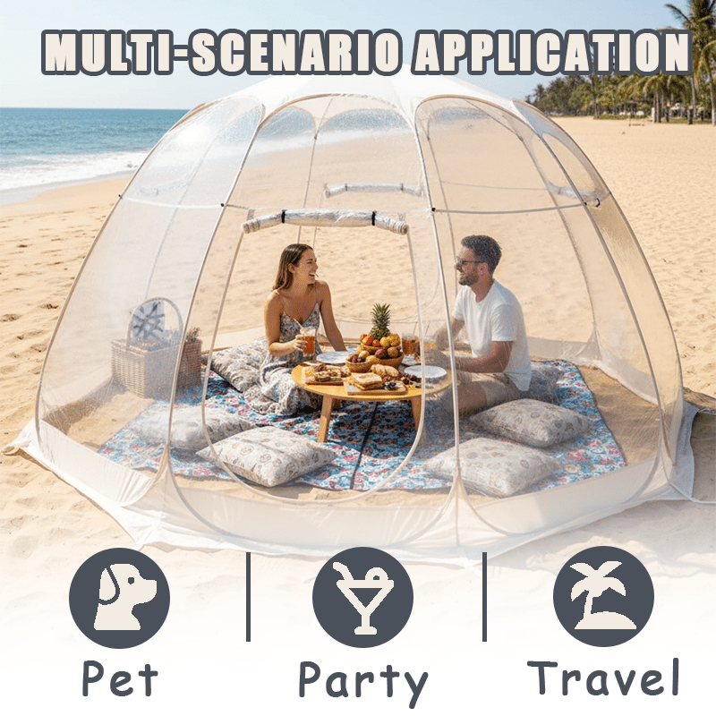 Pop-up bubble tent camping tent winter awning windproof and cold-proof suitable for garden terrace backyard (beige)