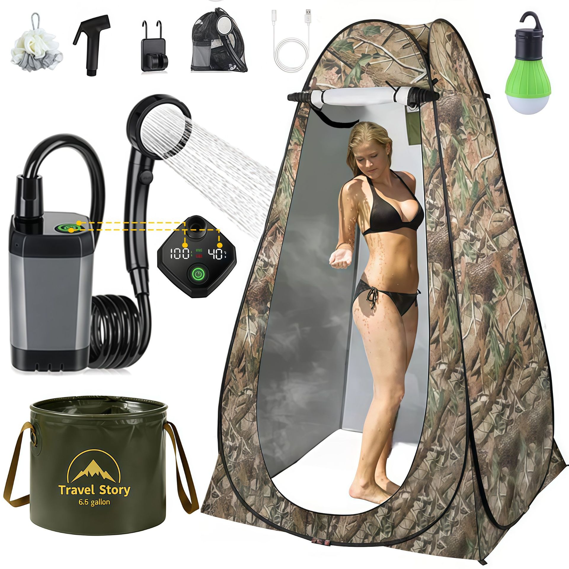 6000+25L package: 1.2M tent+6000 gray+25L bucket+bath ball+spray gun+light