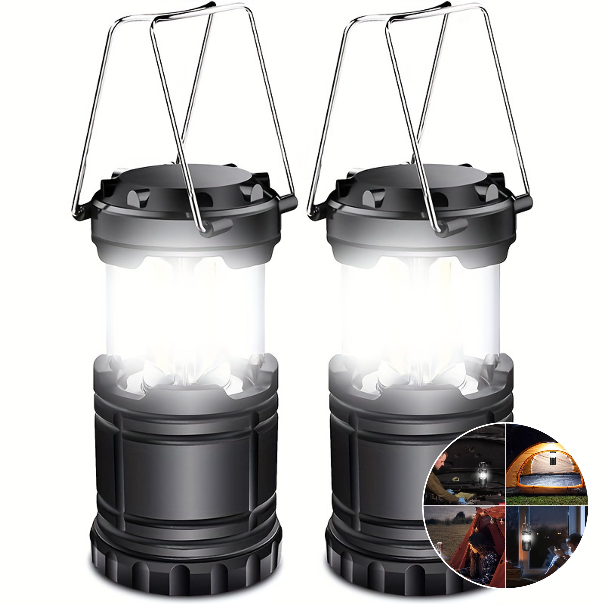 1 LED camping light, super bright COB folding flashlight, portable emergency lighting (excluding AAA battery)