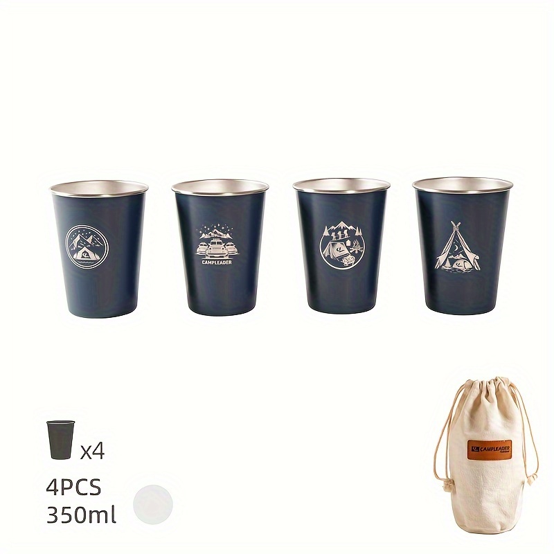4 outdoor 304 stainless steel cups, camping cups, coffee cups, camping water cups, barbecue beer cups, Gift for Camping