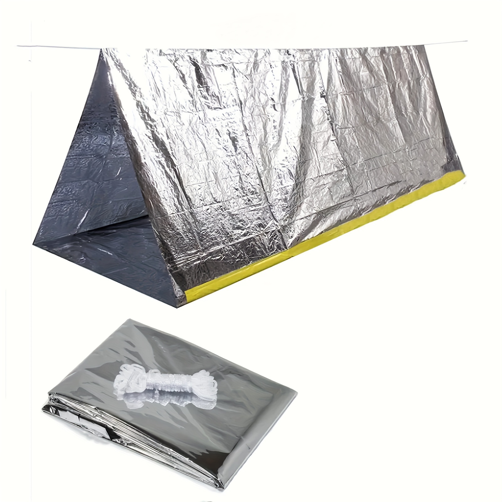 Emergency Survival Tent, 2 Person Emergency Tent, Survival Tent with Survival Whistle - Insulated Blanket Waterproof Canvas Tent for Camping, Hiking, Outdoor Adventure Activities