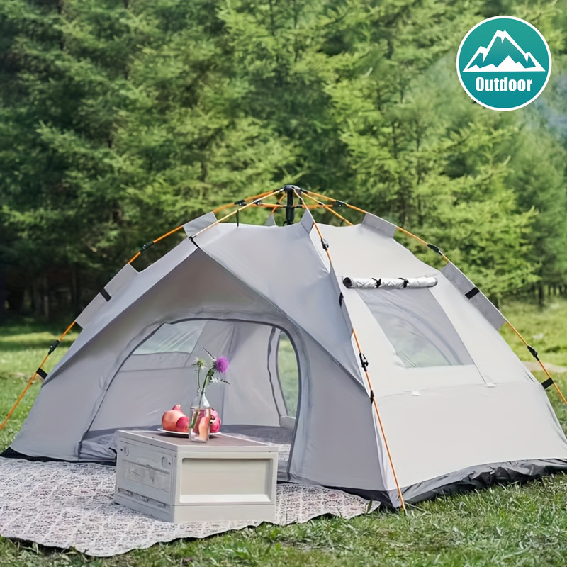 Open in 3 seconds No need to set up automatic pop-up tent with fiberglass poles, Oxford cloth camping tent, all-season waterproof zipper closure, suitable for hiking, travel and beach
