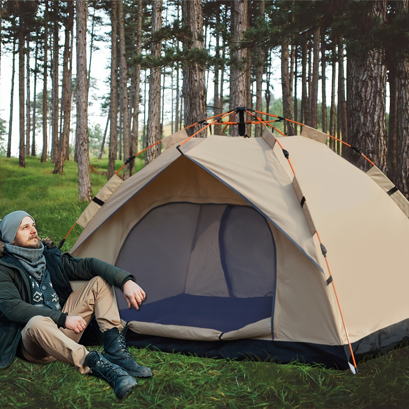 Outdoor automatic quick-opening tent, automatic sun protection tent, fishing beach awning, 4-person camping tent, portable fishing, hiking, mountaineering, hunting