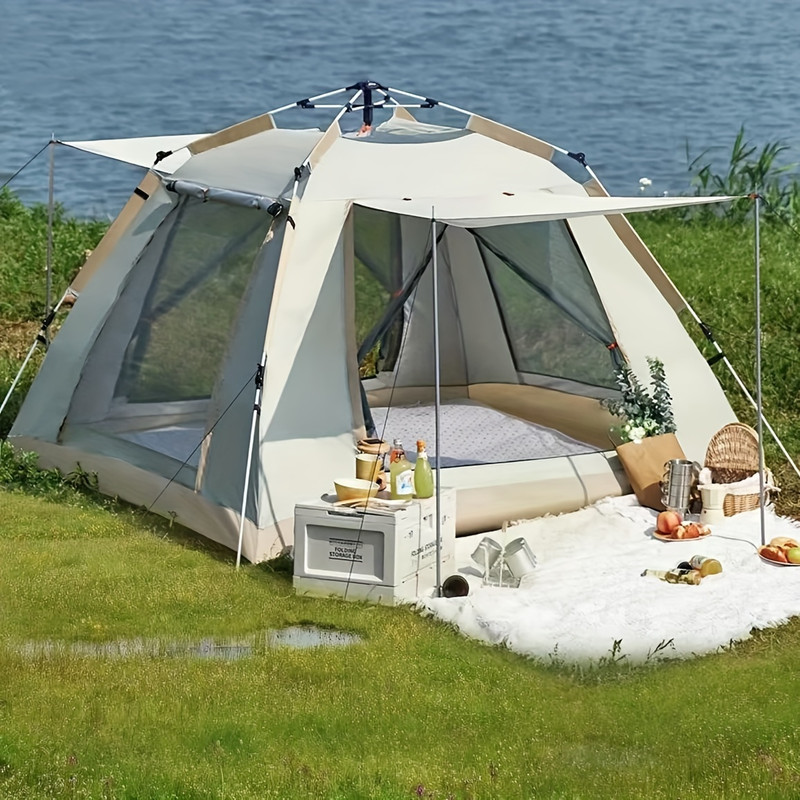 Four-sided tent with canopy, outdoor camping, fully automatic, quick opening and closing, family style, portable tent