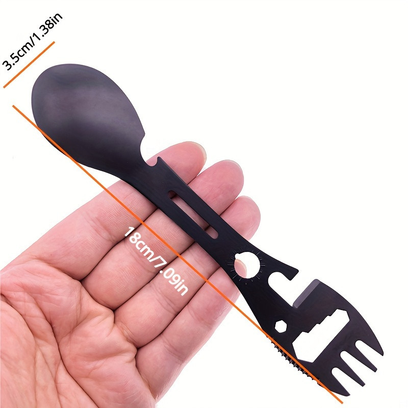 Seven-star multifunctional outdoor fork and spoon detachable tableware 10-in-1 practical fork and spoon stainless steel spoon bottle opener fork and knife combination hiking and camping equipment