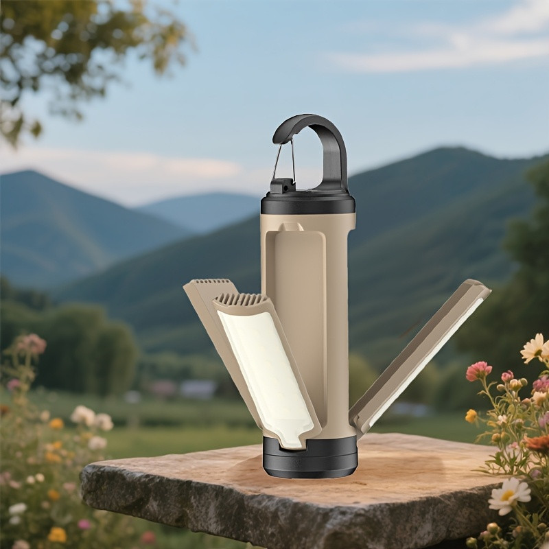 Portable LED camping light with hook, multifunctional camping tent light, foldable 360° panoramic camping light