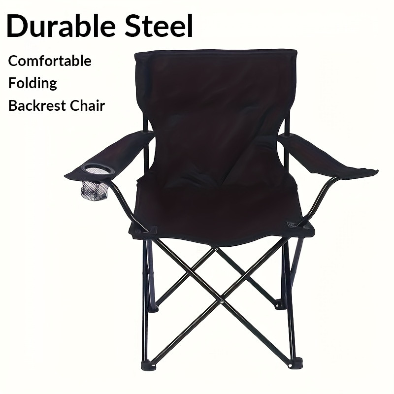Lightweight and portable folding chair for outdoor activities, ideal for camping, picnics, beach outings and fishing. Made of sturdy steel frame, durable and suitable for adult use