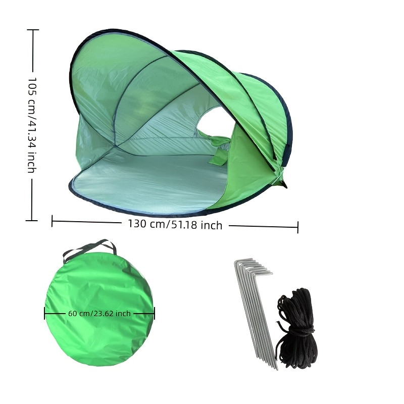 Grass green tent + ground nails + windproof rope + storage bag