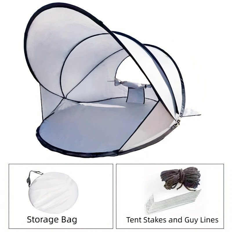 Silver white tent + ground nails + windproof rope + storage bag
